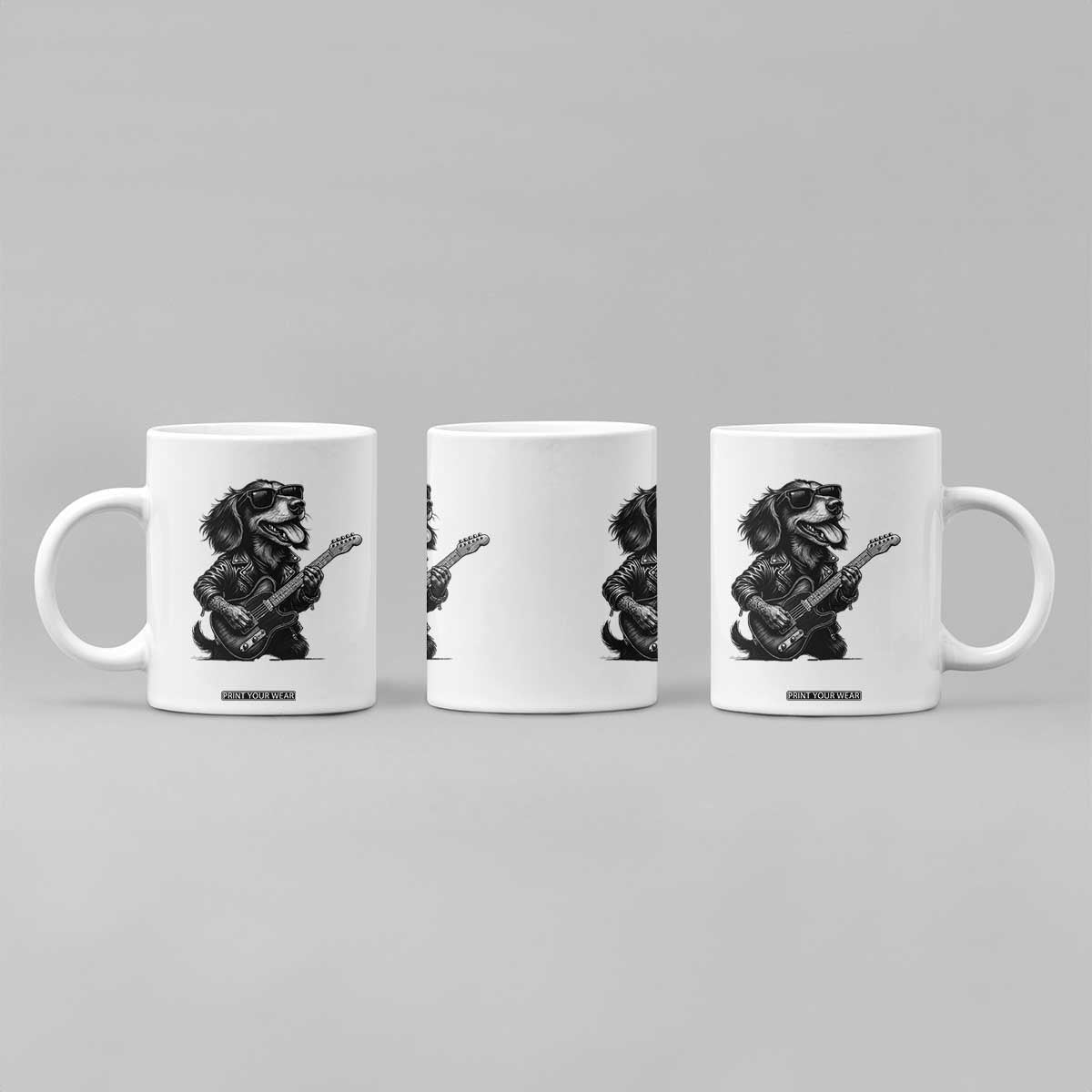 Rock And Roll Dachshund Coffee Mug Dog Playing Guitar Music Lover TS12 Print Your Wear