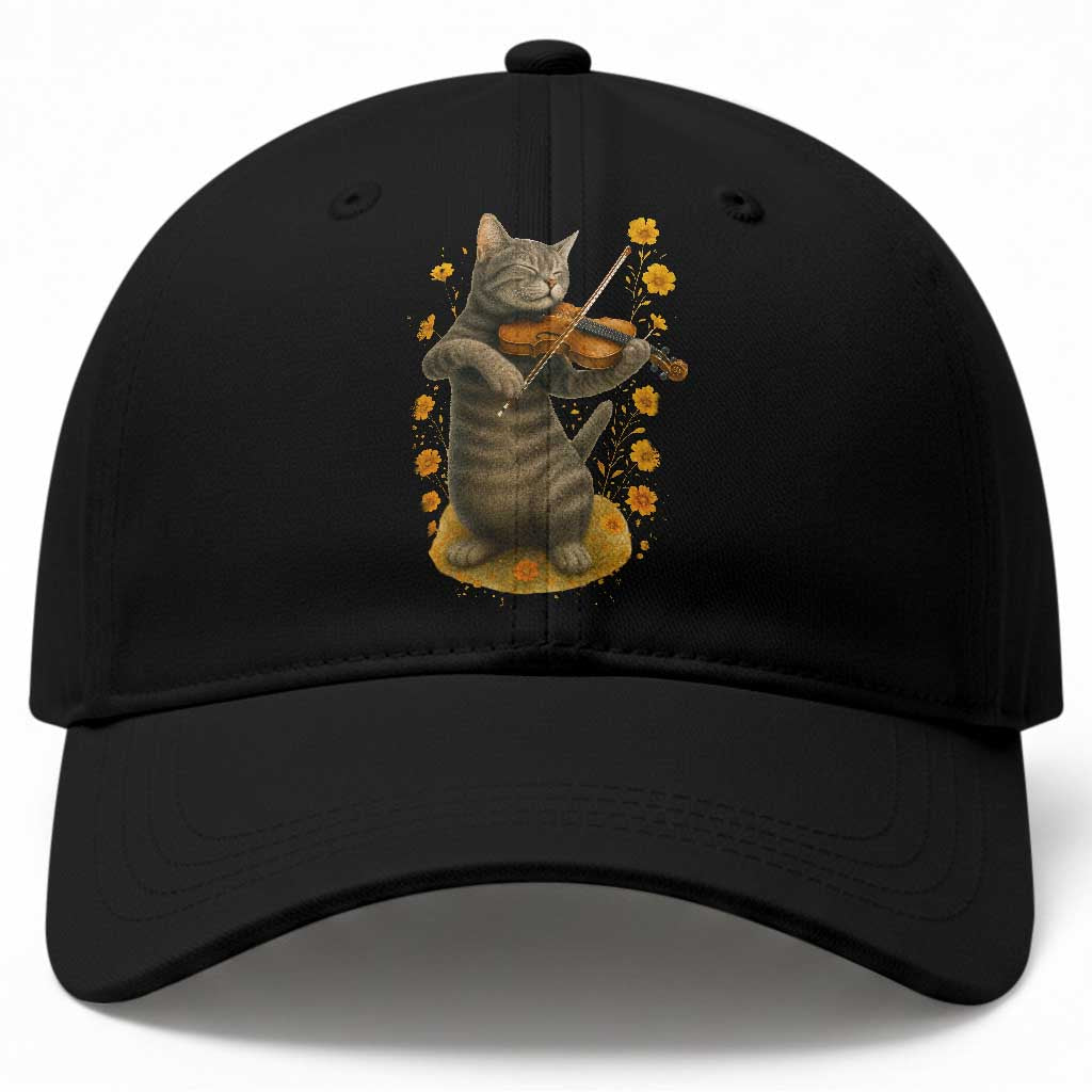 Vintage Cat Playing Violin Baseball Cap Flowers Classical Music Cottagecore Music Lover Gift TS12 Print Your Wear