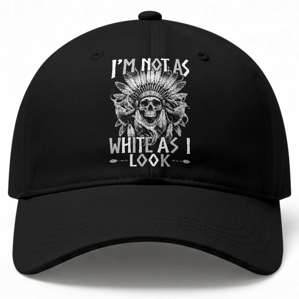 Vintage Native Warrior Skull Baseball Cap Im Not As White As I Look TS12 Print Your Wear
