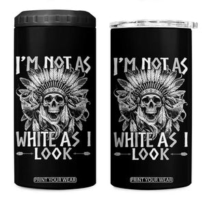 Vintage Native Warrior Skull 4 in 1 Can Cooler Tumbler Im Not As White As I Look