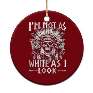 Vintage Native Warrior Skull Ceramic Ornament Im Not As White As I Look