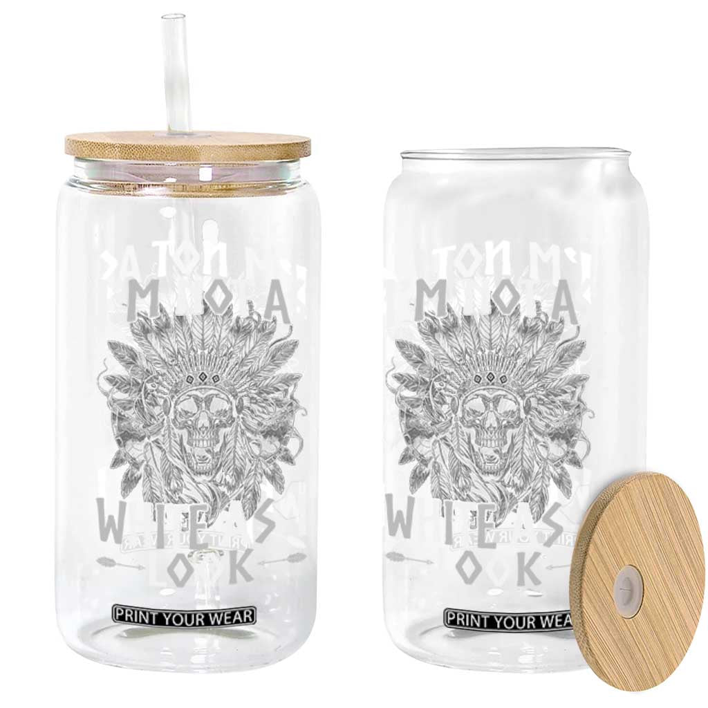 Vintage Native Warrior Skull Glass Can Im Not As White As I Look