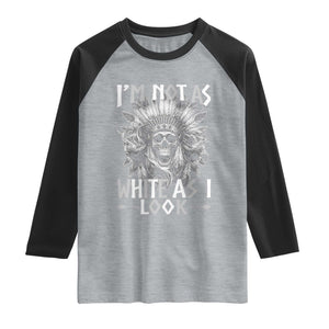 Vintage Native Warrior Skull Raglan Shirt Im Not As White As I Look