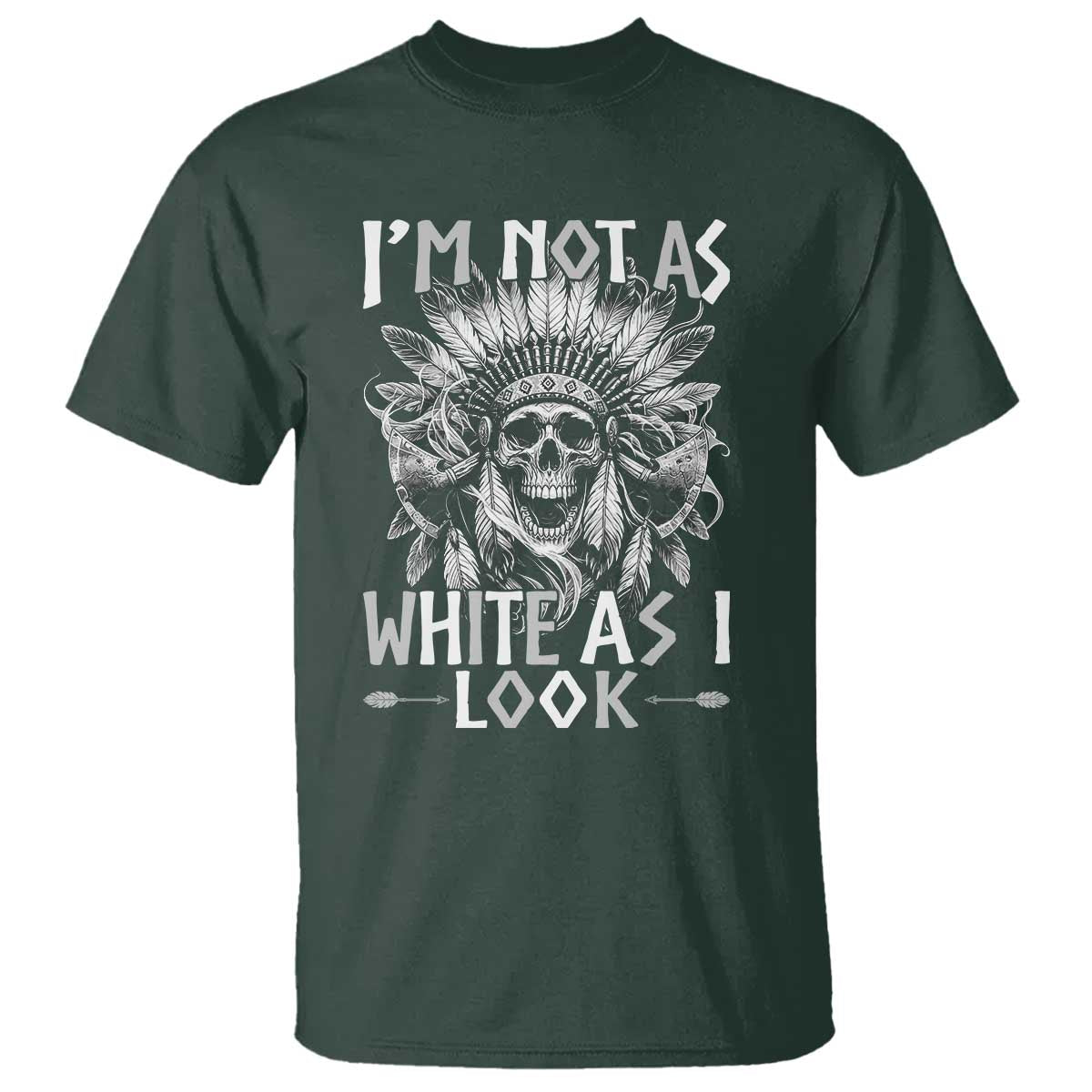Vintage Native Warrior Skull T Shirt Im Not As White As I Look
