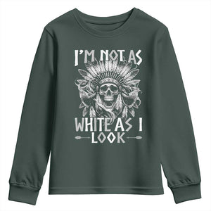 Vintage Native Warrior Skull Youth Sweatshirt Im Not As White As I Look