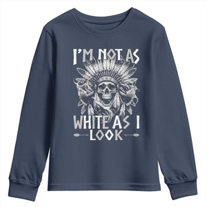 Vintage Native Warrior Skull Youth Sweatshirt Im Not As White As I Look