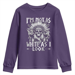 Vintage Native Warrior Skull Youth Sweatshirt Im Not As White As I Look