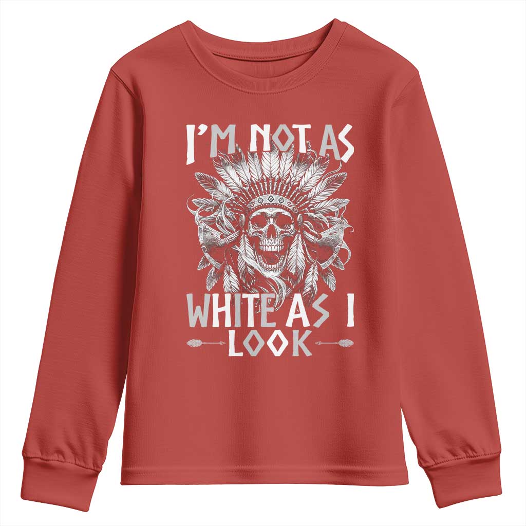 Vintage Native Warrior Skull Youth Sweatshirt Im Not As White As I Look