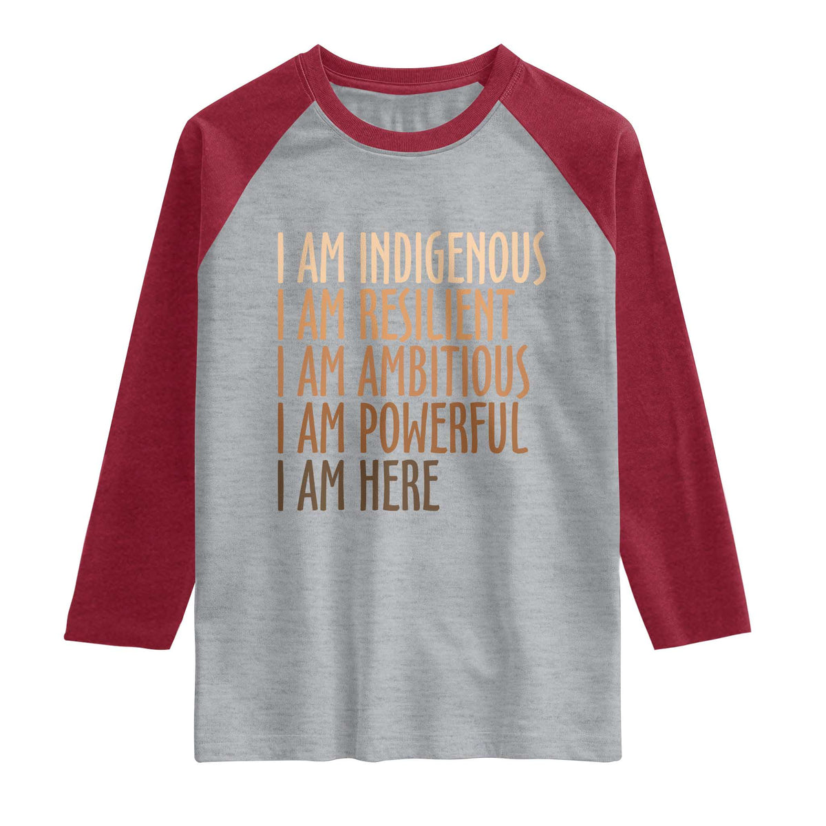 Indigenous Peoples Day Gifts Raglan Shirt Resilient Ambitious Powerful Here