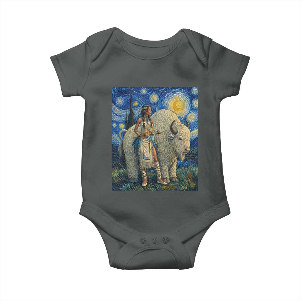 White Buffalo Woman Baby Onesie North American Native Legends Starry Night Inspired Art