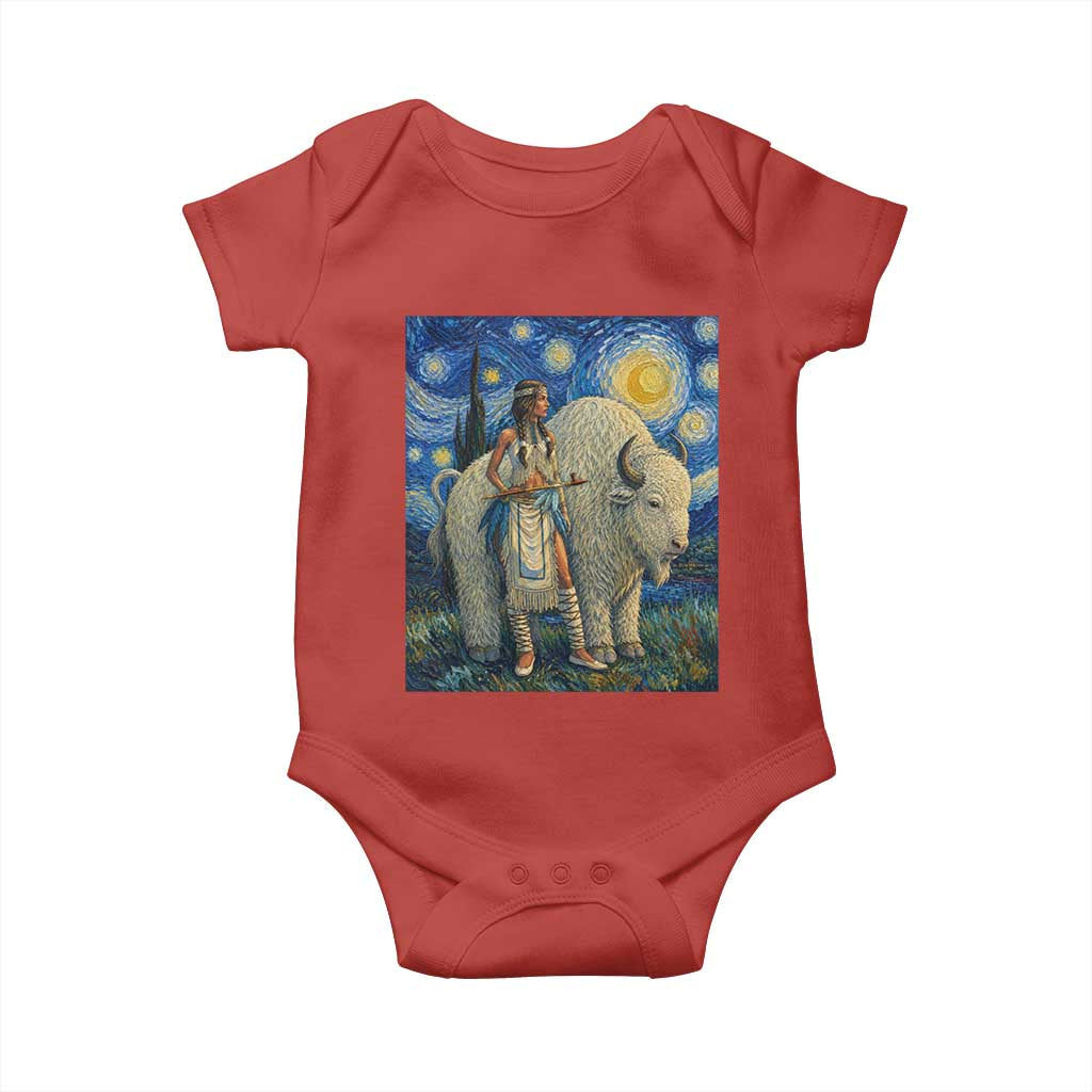 White Buffalo Woman Baby Onesie North American Native Legends Starry Night Inspired Art
