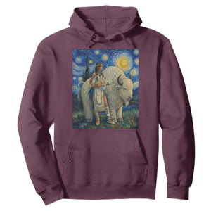 White Buffalo Woman Hoodie North American Native Legends Starry Night Inspired Art