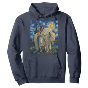White Buffalo Woman Hoodie North American Native Legends Starry Night Inspired Art