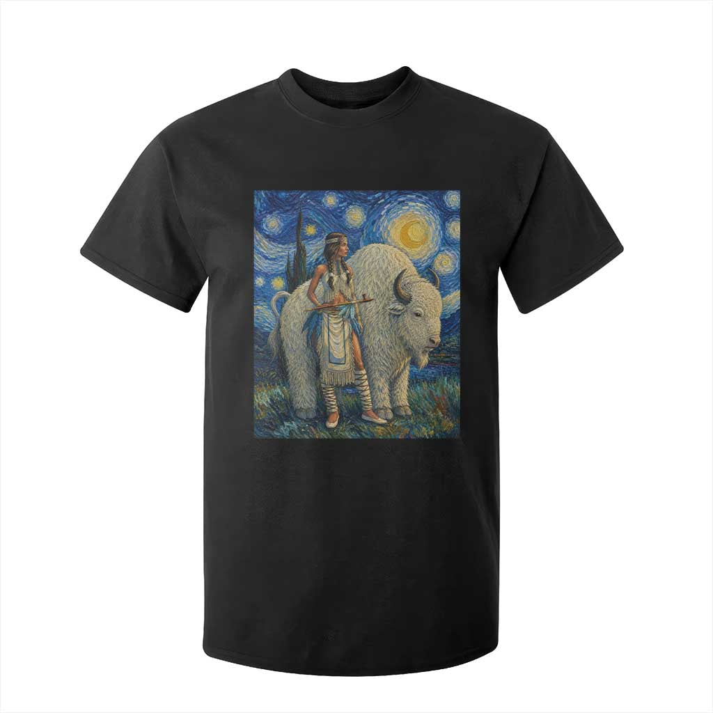 White Buffalo Woman T Shirt For Kid North American Native Legends Starry Night Inspired Art TS12 Black Print Your Wear