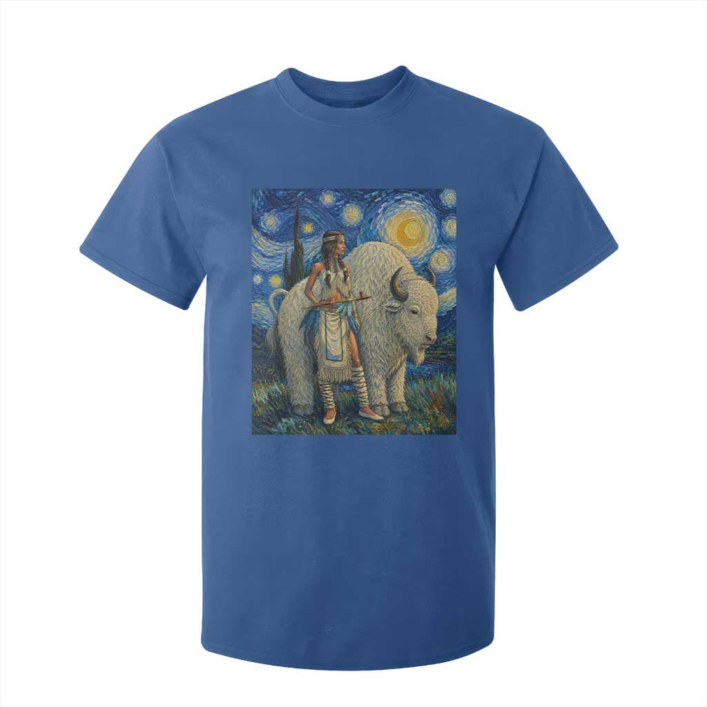 White Buffalo Woman T Shirt For Kid North American Native Legends Starry Night Inspired Art TS12 Royal Blue Print Your Wear
