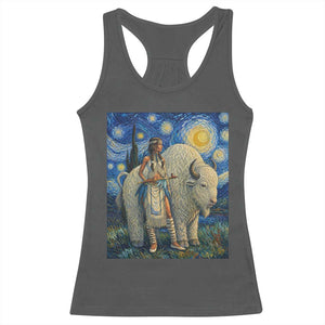 White Buffalo Woman Racerback Tank Top North American Native Legends Starry Night Inspired Art