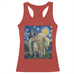 White Buffalo Woman Racerback Tank Top North American Native Legends Starry Night Inspired Art