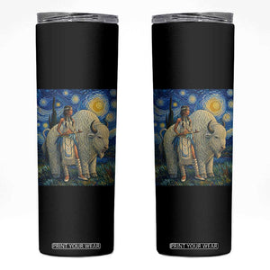 White Buffalo Woman Skinny Tumbler North American Native Legends Starry Night Inspired Art