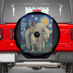 White Buffalo Woman Spare Tire Cover North American Native Legends Starry Night Inspired Art
