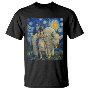 White Buffalo Woman T Shirt North American Native Legends Starry Night Inspired Art