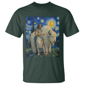 White Buffalo Woman T Shirt North American Native Legends Starry Night Inspired Art
