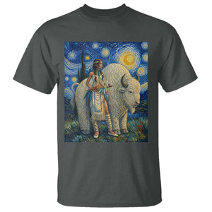White Buffalo Woman T Shirt North American Native Legends Starry Night Inspired Art