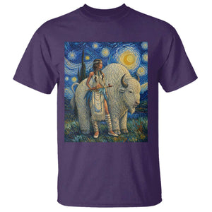 White Buffalo Woman T Shirt North American Native Legends Starry Night Inspired Art