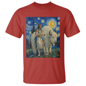 White Buffalo Woman T Shirt North American Native Legends Starry Night Inspired Art