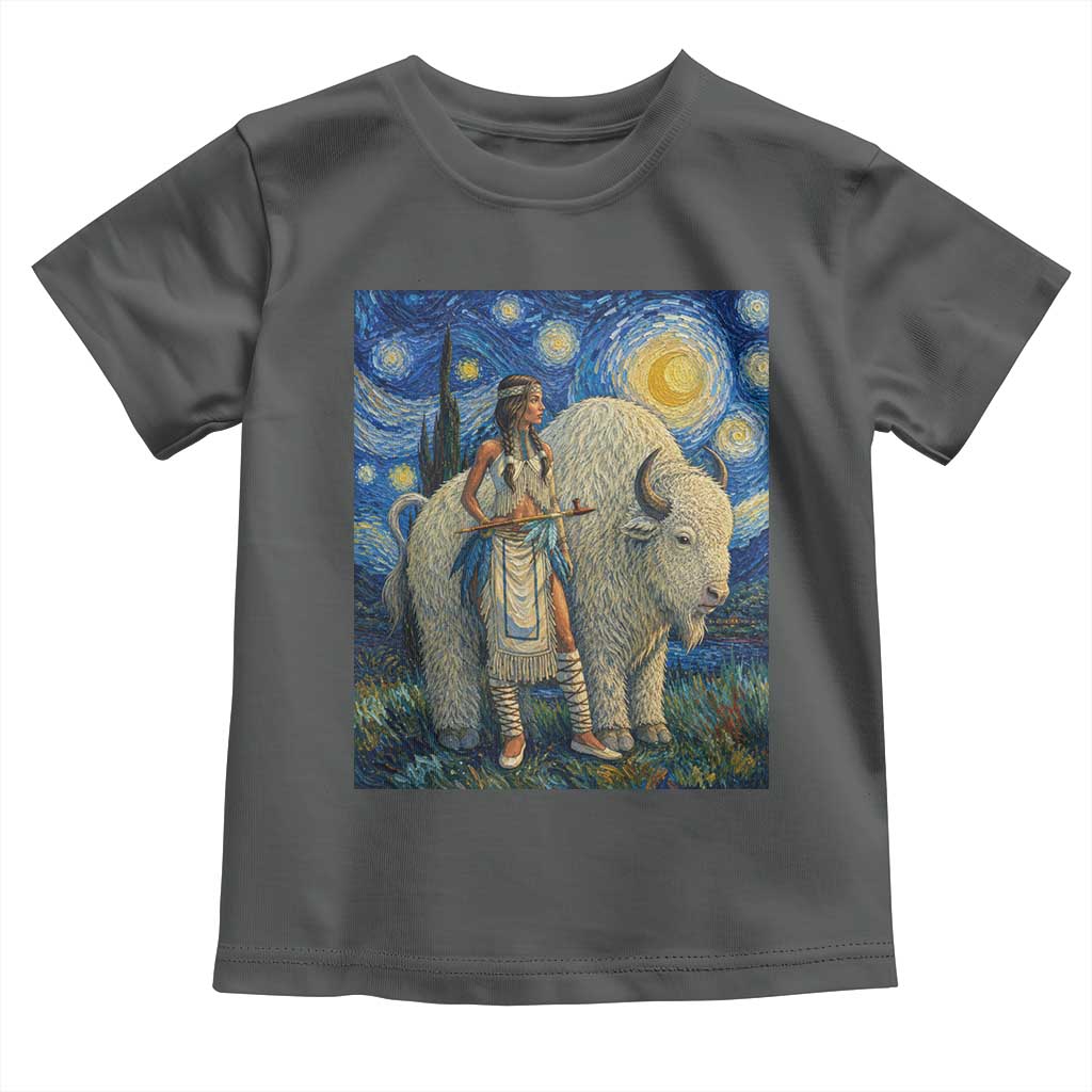 White Buffalo Woman Toddler T Shirt North American Native Legends Starry Night Inspired Art