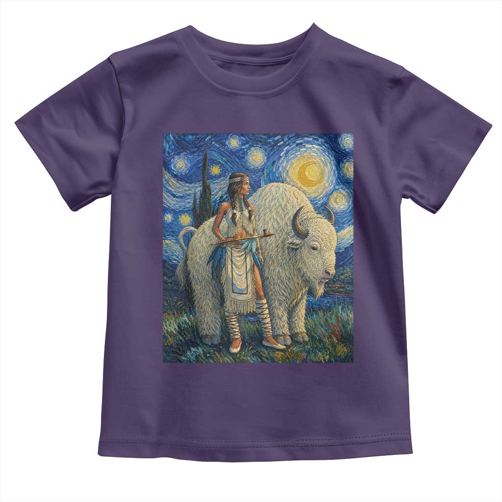 White Buffalo Woman Toddler T Shirt North American Native Legends Starry Night Inspired Art