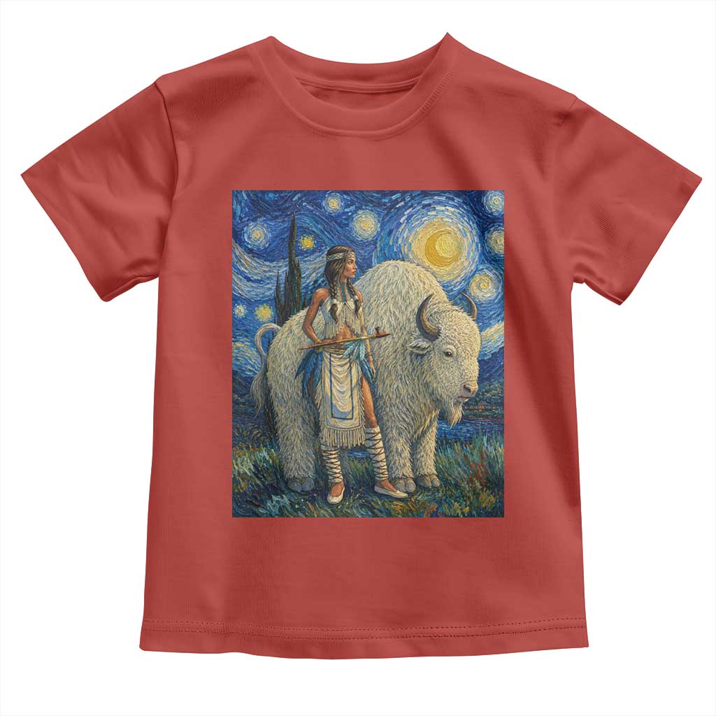 White Buffalo Woman Toddler T Shirt North American Native Legends Starry Night Inspired Art
