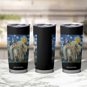 White Buffalo Woman Tumbler Cup North American Native Legends Starry Night Inspired Art