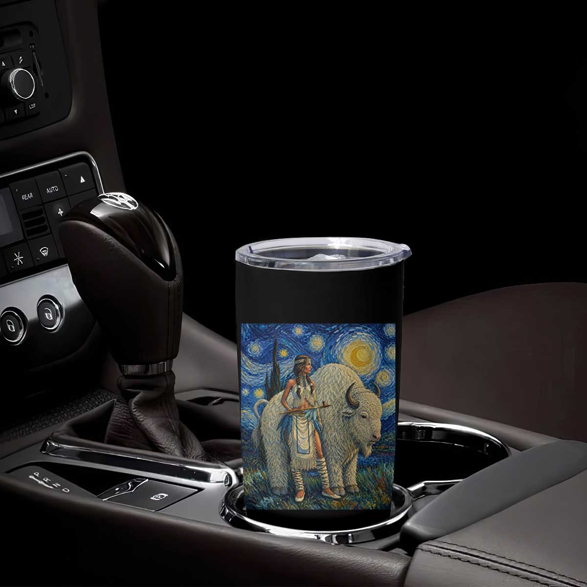 White Buffalo Woman Tumbler Cup North American Native Legends Starry Night Inspired Art