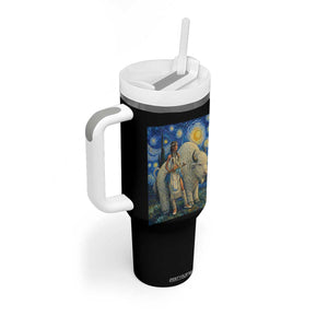 White Buffalo Woman Tumbler With Handle North American Native Legends Starry Night Inspired Art