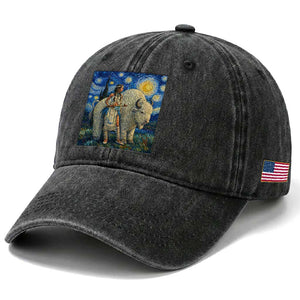 White Buffalo Woman Washed Cotton Baseball Cap North American Native Legends Starry Night Inspired Art TS12 Print Your Wear