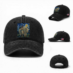 White Buffalo Woman Washed Cotton Baseball Cap North American Native Legends Starry Night Inspired Art TS12 Washed Cap Universal Fit Black Print Your Wear