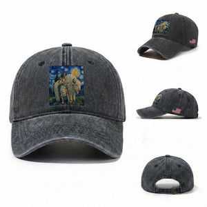 White Buffalo Woman Washed Cotton Baseball Cap North American Native Legends Starry Night Inspired Art TS12 Washed Cap Universal Fit Dark Gray Print Your Wear