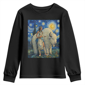 White Buffalo Woman Youth Sweatshirt North American Native Legends Starry Night Inspired Art