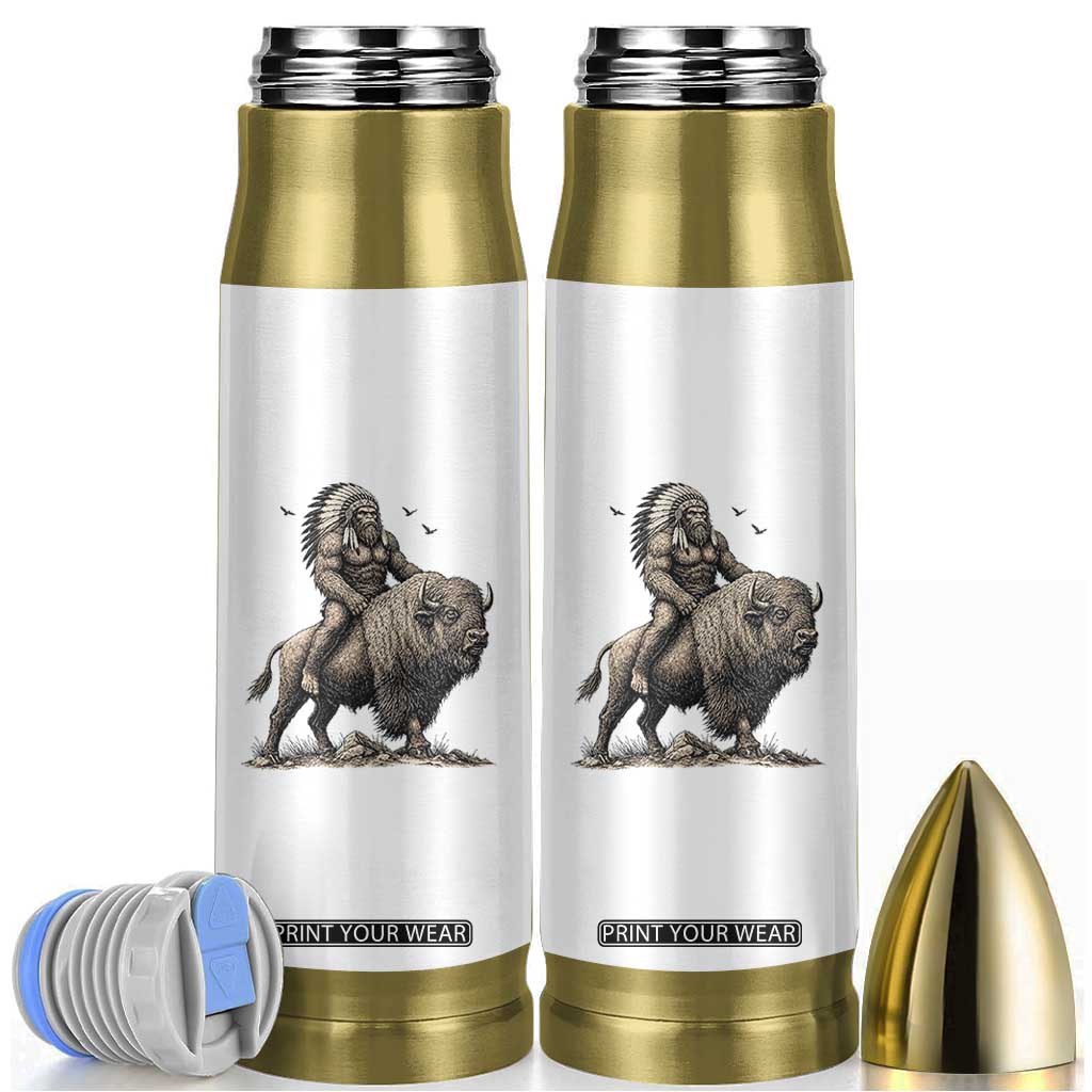 Funny Bigfoot Buffalo Rider Bullet Tumbler Native Inspired Heritage Graphic TS12 White Print Your Wear