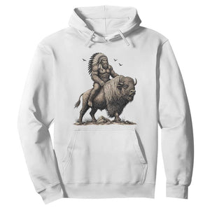 Funny Bigfoot Buffalo Rider Hoodie Native Inspired Heritage Graphic TS12 White Print Your Wear