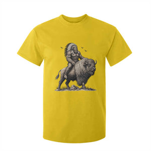 Funny Bigfoot Buffalo Rider T Shirt For Kid Native Inspired Heritage Graphic