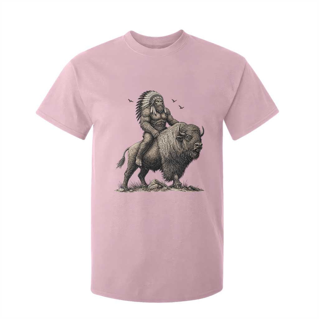 Funny Bigfoot Buffalo Rider T Shirt For Kid Native Inspired Heritage Graphic