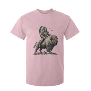 Funny Bigfoot Buffalo Rider T Shirt For Kid Native Inspired Heritage Graphic