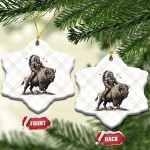 Funny Bigfoot Buffalo Rider Ceramic Ornament Native Inspired Heritage Graphic