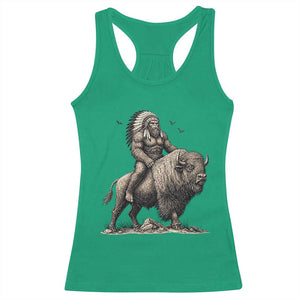 Funny Bigfoot Buffalo Rider Racerback Tank Top Native Inspired Heritage Graphic