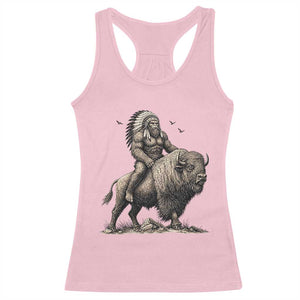 Funny Bigfoot Buffalo Rider Racerback Tank Top Native Inspired Heritage Graphic