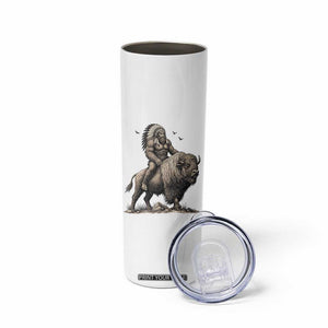 Funny Bigfoot Buffalo Rider Skinny Tumbler Native Inspired Heritage Graphic