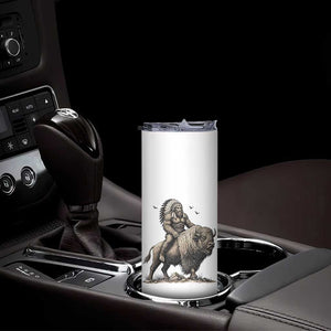 Funny Bigfoot Buffalo Rider Skinny Tumbler Native Inspired Heritage Graphic