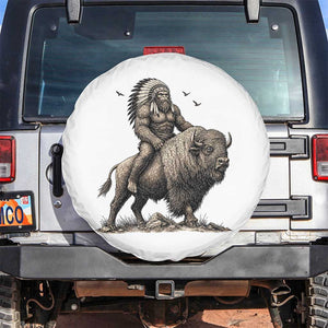 Funny Bigfoot Buffalo Rider Spare Tire Cover Native Inspired Heritage Graphic