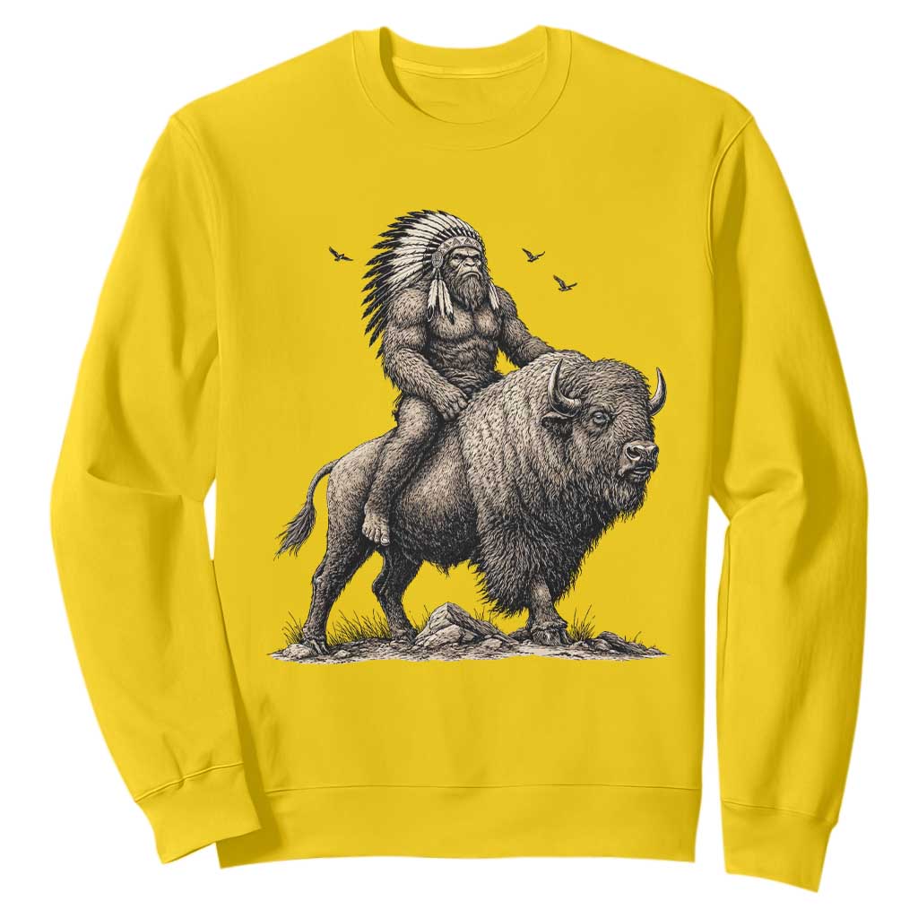 Funny Bigfoot Buffalo Rider Sweatshirt Native Inspired Heritage Graphic